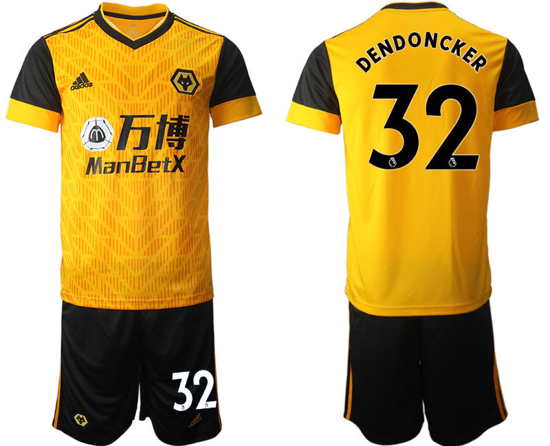Men 2020-2021 club Wolverhampton Rangers home #32 yellow Soccer Jerseys